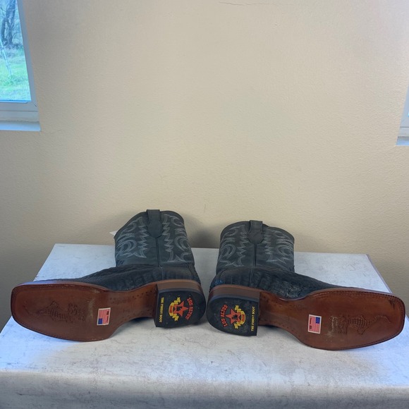 Los Altos Genuine Caiman Leather Western Boots NEW Mens 13EE Black Square Toe - Picture 15 of 16